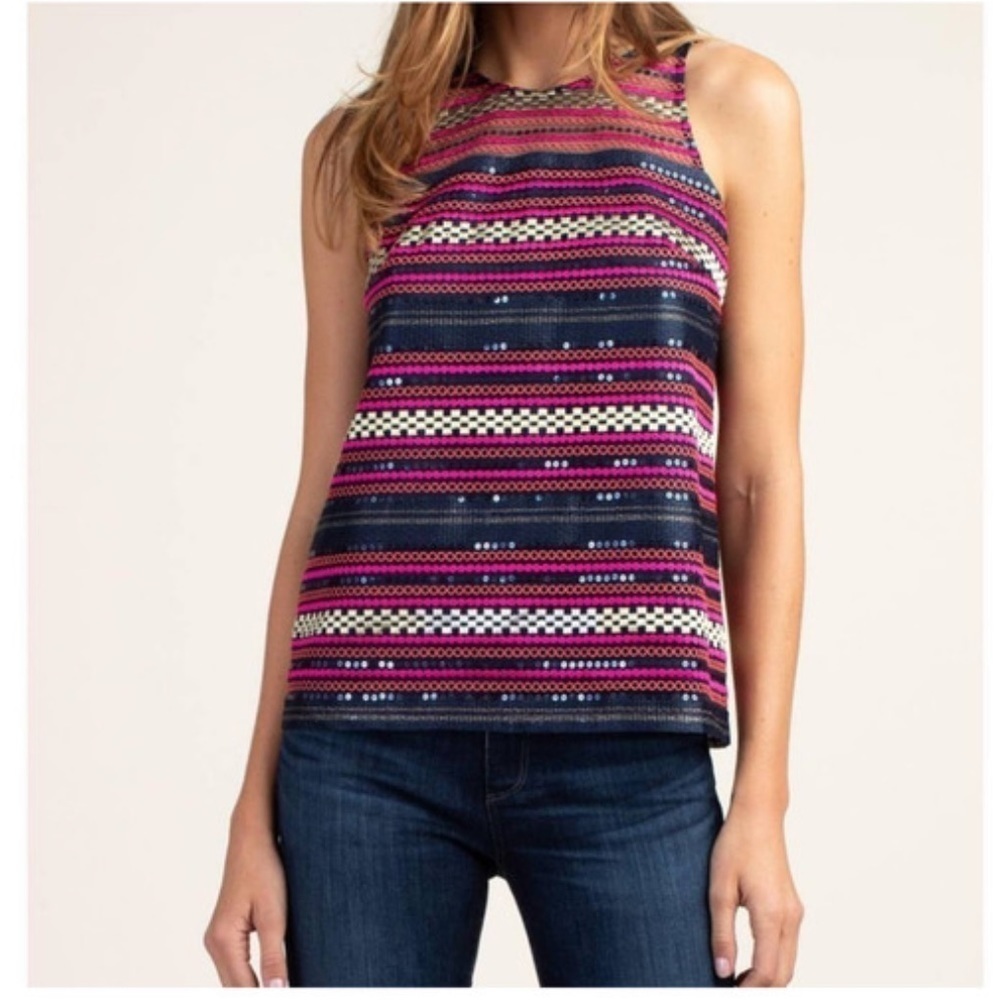 Trina Turk Purple Pink Sleeveless Sequin Top Size 2